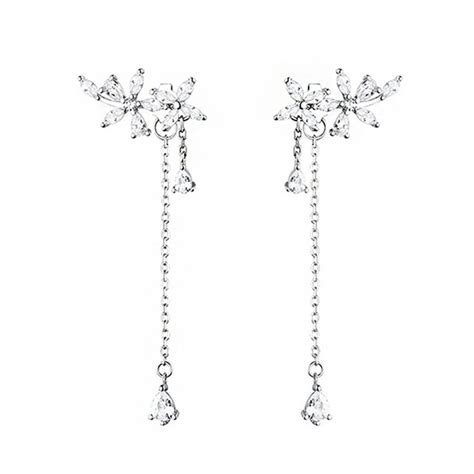 Buy Yellow Chimes Sparkling Silver Toned Drop Dangle Earrings Online