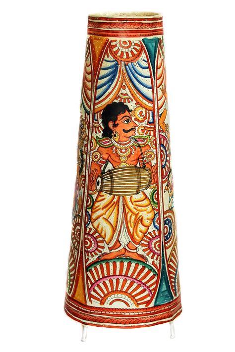 Buy INDIAINNINGS Andhra Handpainted Leather Floor Lamp - Dancing ...
