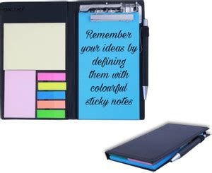 DALUCI Neon Blue Memo Note Book With Sticky Notes & Clip Holder In ...