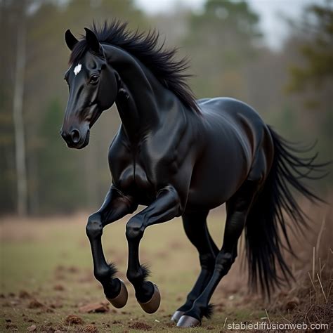 Majestic Black Stallion Thoroughbred Horse | Stable Diffusion Online