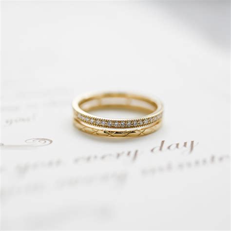 18K Double Layer Pinky Diamond Ring