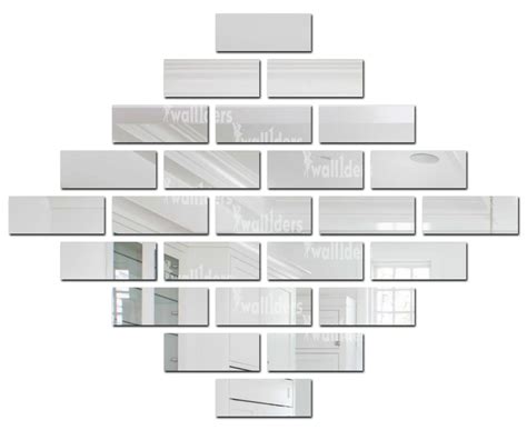 Wall1der 25 Rectangle (15cm x 6 cm Each Piece) mirror stickers for wall ...