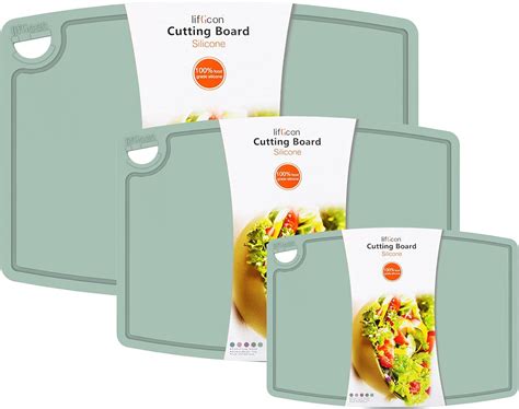 Amazon.com: Liflicon Silicone Thick Cutting Boards Mats Set of 3 ...