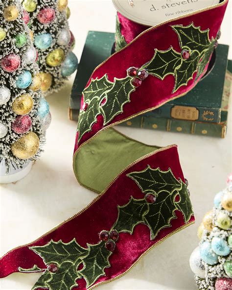 D. Stevens Metallic Dupion Floral-Trim Ribbon, 4"W x 5 Yards | Horchow