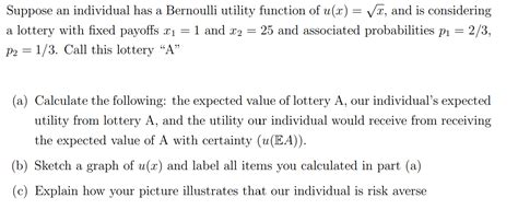 Image result for Bernoulli Expected Utility Function Stat