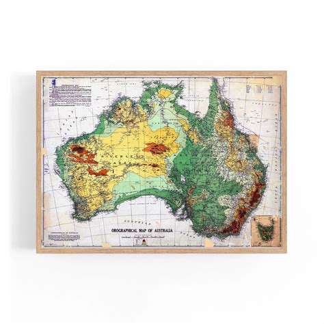 1918 Orographical Map of Australia – Vintage Maps - map of australia vintage