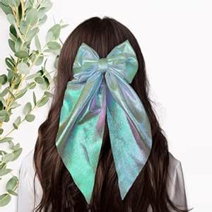 Latest Crafts Large Hair Bows for Women Holographic Shimmery Hair ...