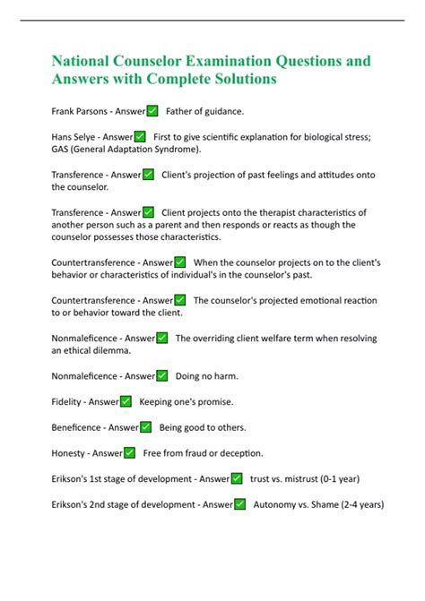 National Counselor Examination Questions and Answers with Complete ...