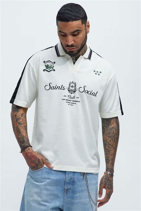 Saints Social Johnny Collar Soccer Jersey - Off White | Fashion Nova
