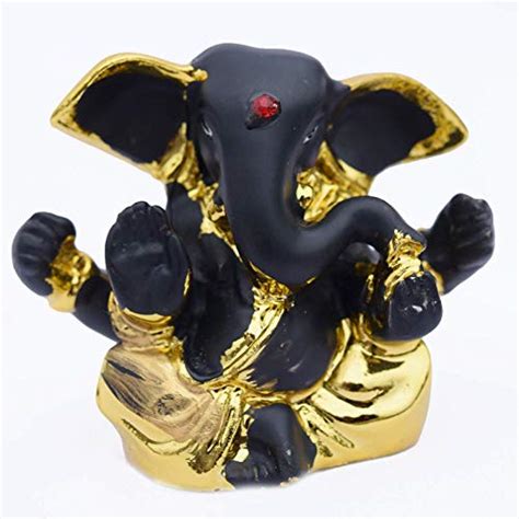 Home Decor ASSAY.. Good-Looking Gold-Plated Black Ganesha Ashirwad ...