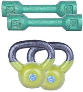 ROYAL 2 Kg 2 Pc Casting Dumbell with 4 Kg 2 Pc Kettle Bell Fixed Weight ...