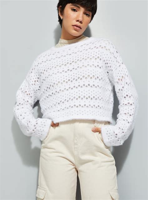 Buy ALAYA F x URB_N Women Open Knit Sweater Online at just Rs. 1199.0 ...