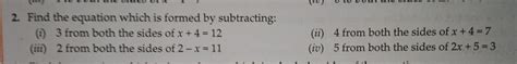 find the equation which is formed by subtracting:1) 3 from both the ...
