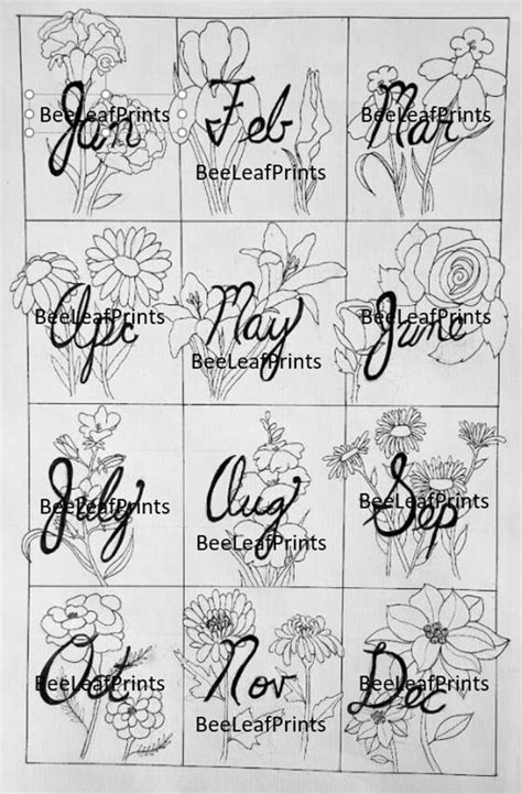 Buy Birth Flower Chart Online in India - Etsy