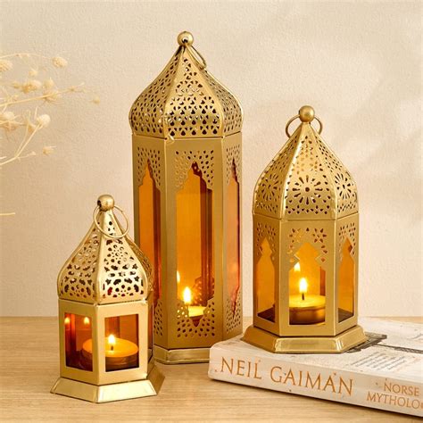 Buy Salsa Moroccan Glass and Metal Lantern - Medium from Home Centre at ...