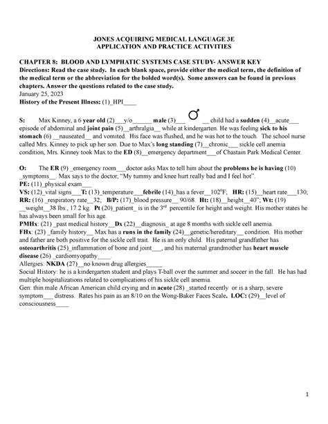 Ch. 8 Blood System Case Study - JONES ACQUIRING MEDICAL LANGUAGE 3E ...