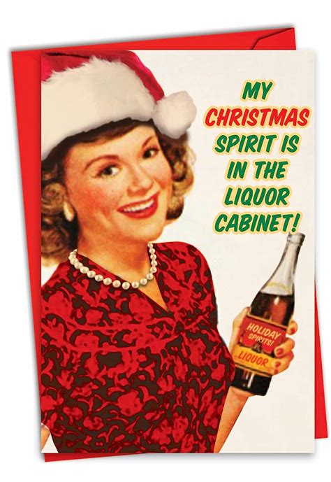 NobleWorks ''Christmas Spirit'' Funny Merry Christmas Greeting Card, 5 ...