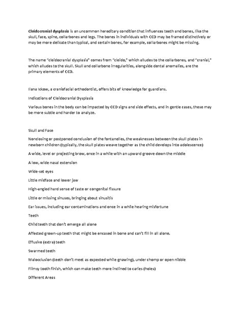 Genetics 6 - Useful - Cleidocranial dysplasia is an uncommon hereditary ...