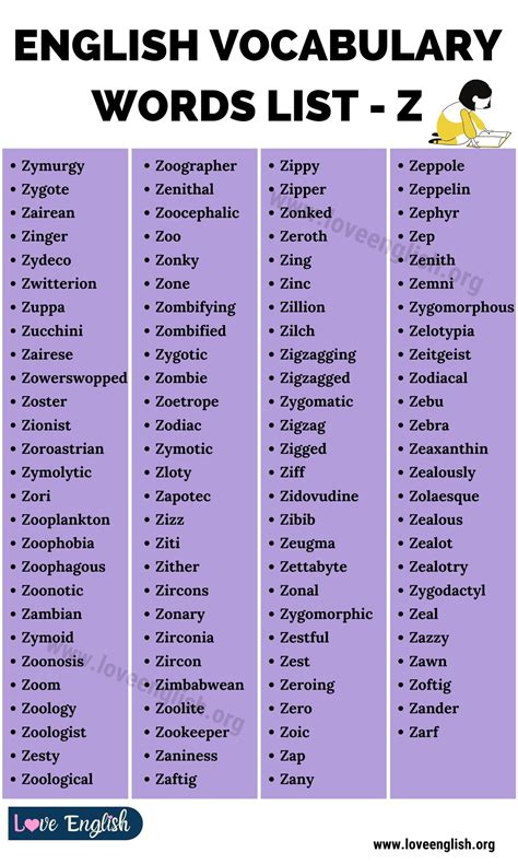 106 Words that Start with Z | English Words Starting with Z - Love English