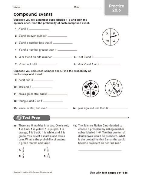 Compound Events Probability Worksheet – Printable PDF Template