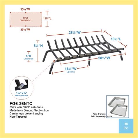 Minuteman International 3/4-in Cast Iron 35-in 10- Fireplace Grate FG6 ...