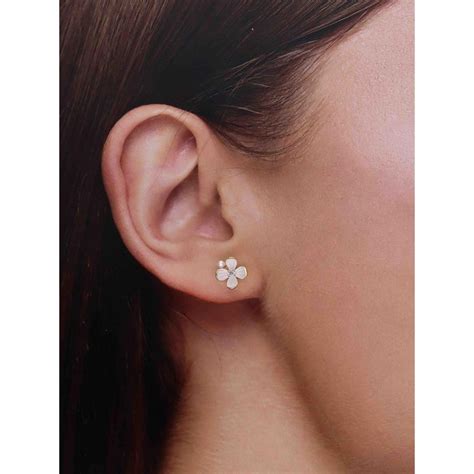 Buy Kai Jewel 925 Silver Gold Plated Elegant Floral Pearl Stud Earrings ...