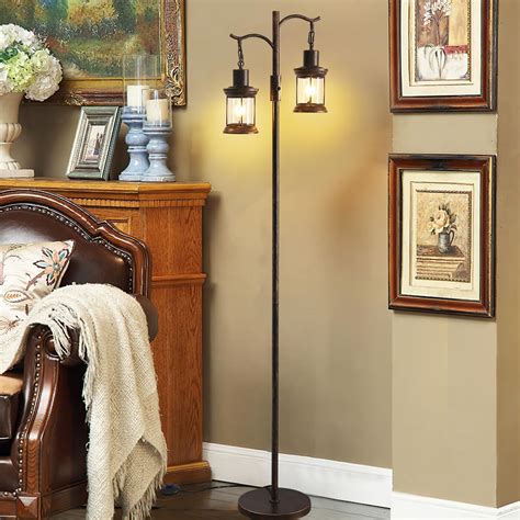 Breakwater Bay Vintage Dimmable Floor Lamp,2 Classical Lanterns ...