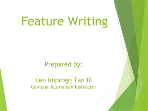 Image result for Feature Writing Lecture