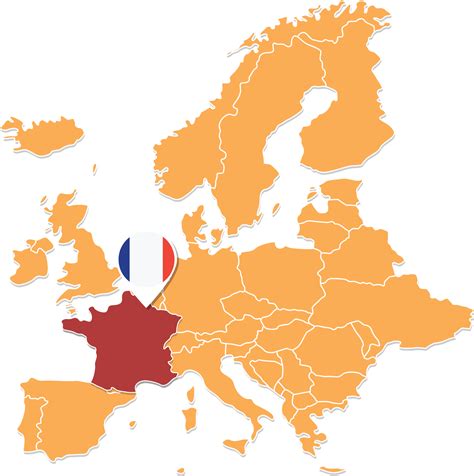 France map in Europe, France location and flags. 24584071 PNG