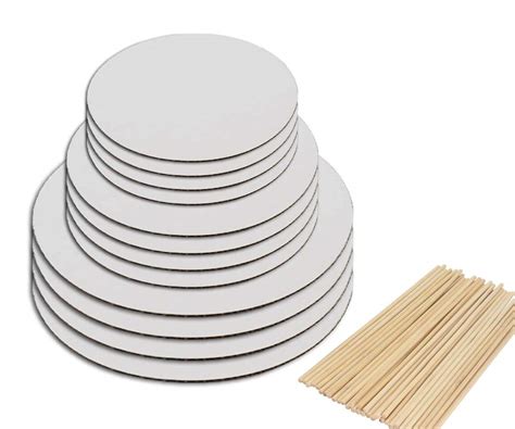 Sturdy Cake Boards and Wooden Dowels,Set of 12 White Round Cake Circle ...