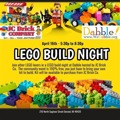 LEGO Build Night at Dabble! Hosted by JC Brick Co., Dabble Community ...