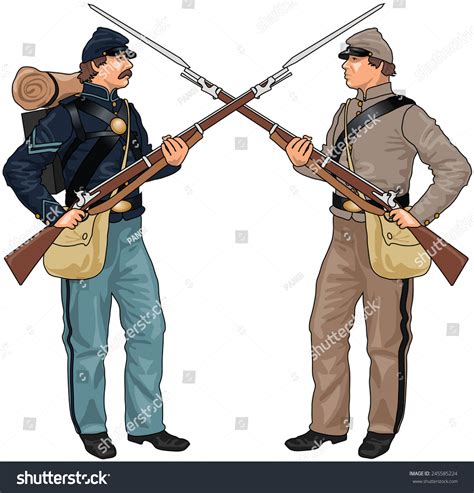 Two Soldiers From American Civil War Clashing Each Others Weapons, Eps ...