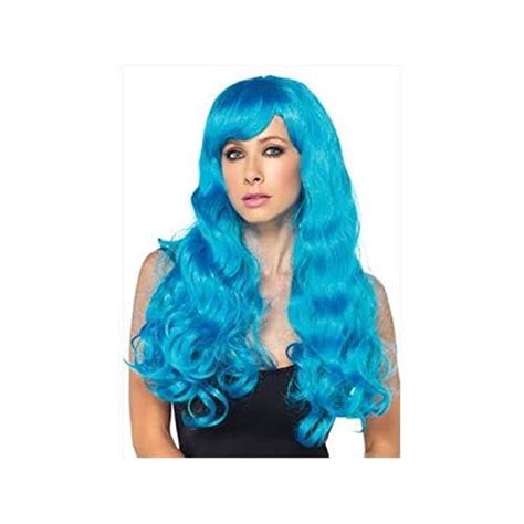 KRIWIN Bright Blue Color Synthetic Long Hair Wig(20") - for Cosplay ...