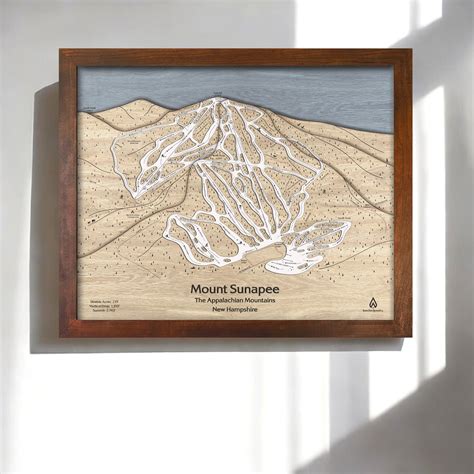 Wooden Mount Sunapee, NH Ski Trail Map | 3D Mountain Art