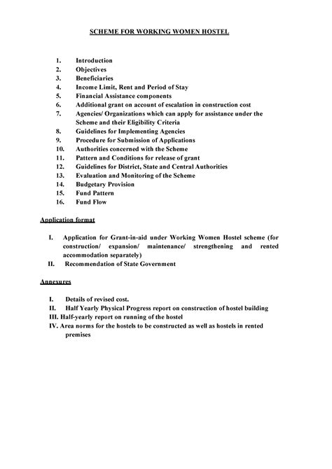 Working Women Hostel about revised about - SCHEME FOR WORKING WOMEN ...