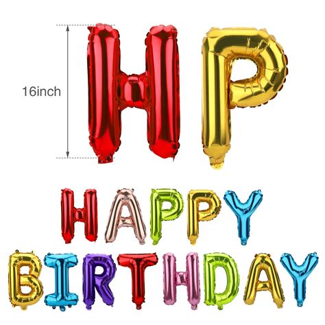 Buy Happy Birthday Balloons Banner, 16 Inch Mylar Foil Letters ...