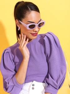 Tokyo Talkies Casual Solid Women Purple Top - Buy Tokyo Talkies Casual ...