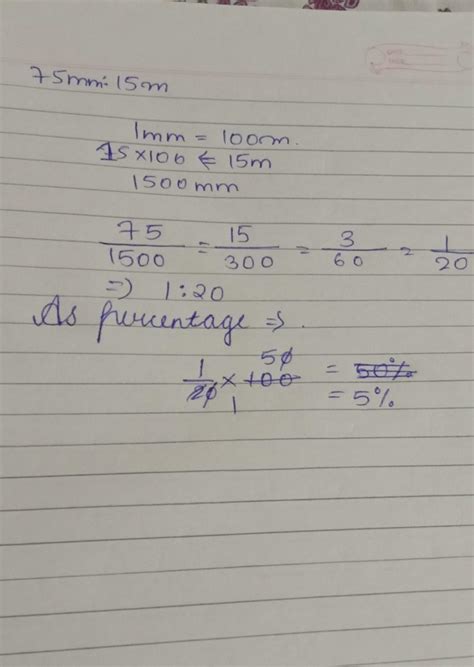 Express 75mm:15m as percentage - Brainly.in