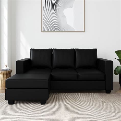 WESTIDO Leatherette 4 Seater Sofa (Finish Color - Black, DIY - (Do-It ...