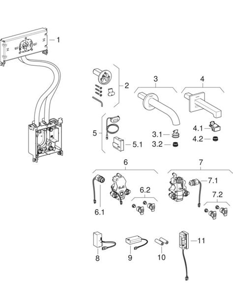 Geberit Brenta washbasin tap, wall-mounted, battery operation, for ...