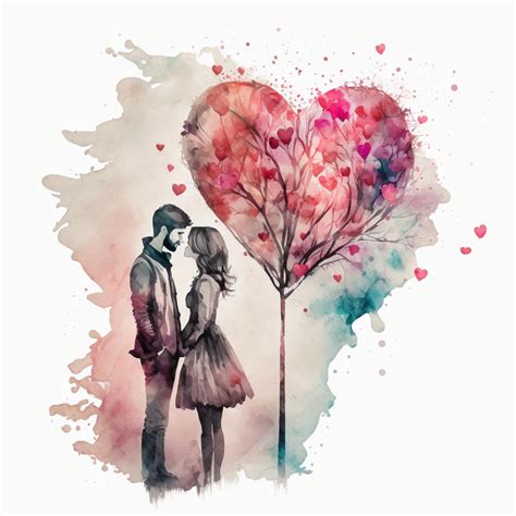 Premium Photo | Watercolor valentine heart love art creative illustration