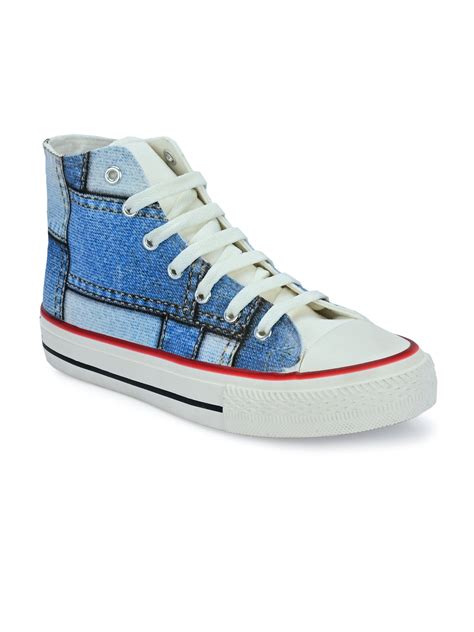 Crowcia London Denim Denim Design High Top Sneakers – crowcialondon