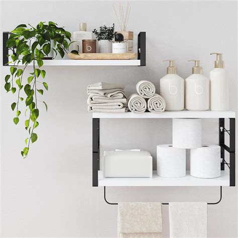 Amazon.com: Sumbame Set of 3 Bathroom Shelves Wall Mounted with Towel ...