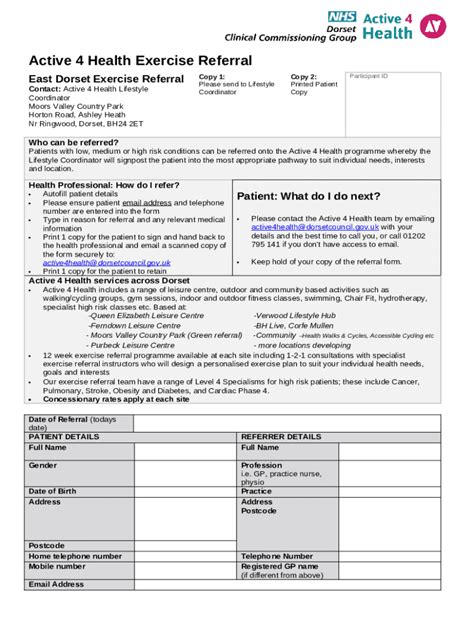 Active 4 Health Exercise Referral Form - Blank Fillable Template | Fill ...