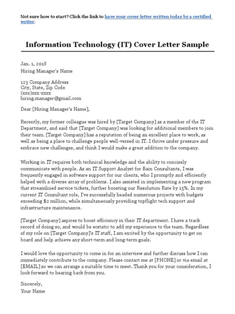Information Technology Cover Letter 的图像结果