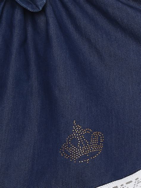 Girls Denim Skirt with Bow Tie Belt and embellished patch – Stylestone