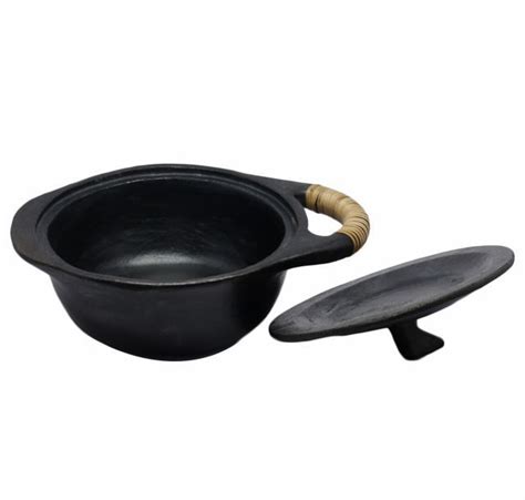 Black Pottery Casserole – Kadhai with Handle