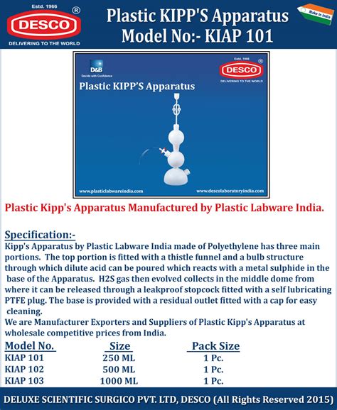 Plastic Kipp's Apparatus - Manufacturers, Vendors and Suppliers India