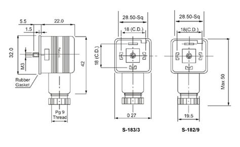 MCON SLI-182/9 = PG-9-2Pole + Earth Cap solenoid valve socket 24Vdc ...