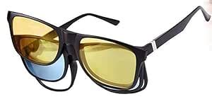 RAMOM Magic Vision Rectangular Sunglasses with Interchangeable Magnetic ...